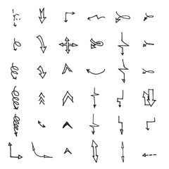Vector hand drawn arrows set isolated on white