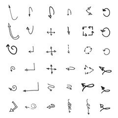 Vector hand drawn arrows set isolated on white