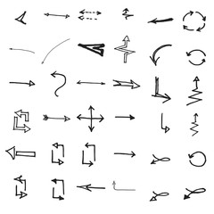 Vector hand drawn arrows set isolated on white