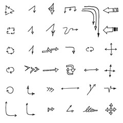 Vector hand drawn arrows set isolated on white