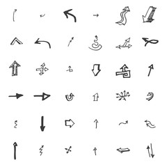 Vector hand drawn arrows set isolated on white