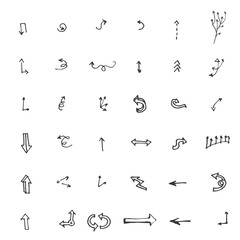 Vector hand drawn arrows set isolated on white