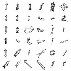 Vector hand drawn arrows set isolated on white