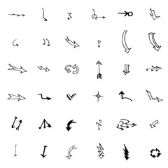 Vector hand drawn arrows set isolated on white