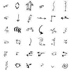 Vector hand drawn arrows set isolated on white