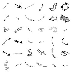 Obraz premium Vector hand drawn arrows set isolated on white