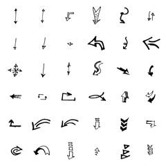 Vector hand drawn arrows set isolated on white