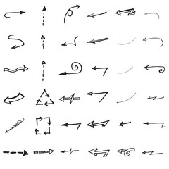 Vector hand drawn arrows set isolated on white