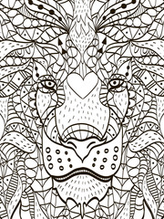 Zentangle stylized cartoon head of a lion