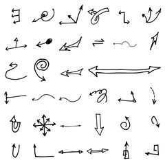 Vector hand drawn arrows set isolated on white