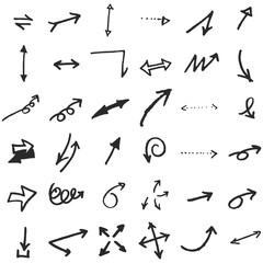 Vector hand drawn arrows set isolated on white sketch