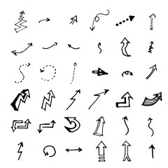 Vector hand drawn arrows set isolated on white sketch