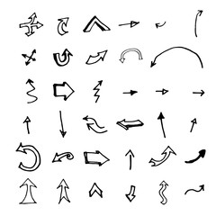 Vector hand drawn arrows set isolated on white sketch
