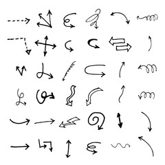 Vector hand drawn arrows set isolated on white sketch