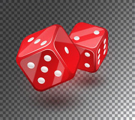 Red dices on transparent background. © PixelChoice