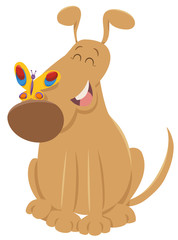 dog with butterfly cartoon