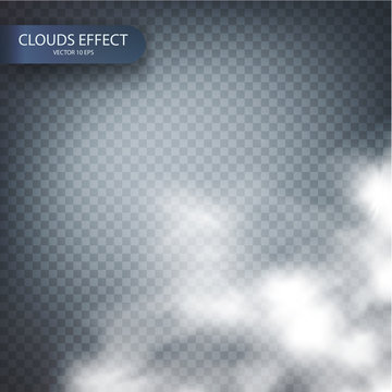 Cloud effect on a transparent vector background realistic
