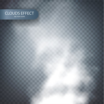 Cloud effect on a transparent vector background realistic