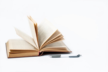 Open book on white background. The concept of education.