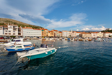 Adriatic sea at sunset, fishing boats in the harbor in Senj (small town), Croatia © Irina Sen