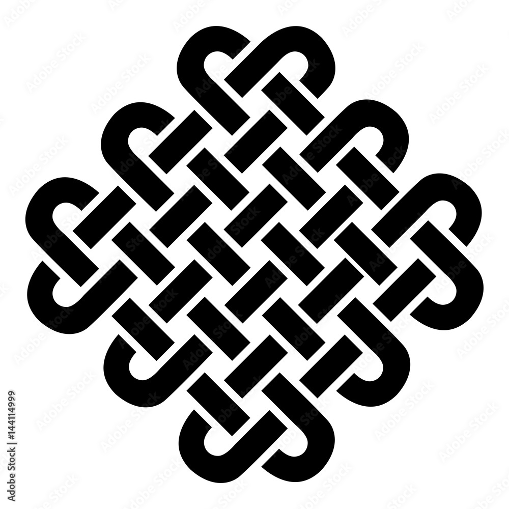 Wall mural Celtic style square on eternity knot patterns in black on white background  inspired by Irish St Patricks Day, and Irish and Scottish carving art