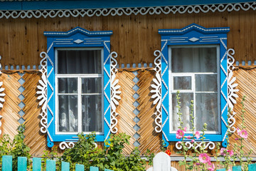 Fototapeta na wymiar Colorful Urral Mountain secret town in Russia