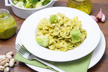 pasta with broccoli pesto and pistachios