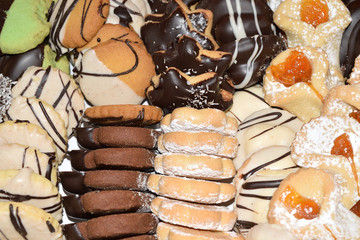 assortment of delicious Sicilian biscuits with chocolate, vanilla and more