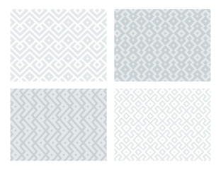 Collection of four geometric seamless patterns. Silver vector background.