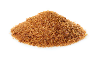 Heap of brown sugar, isolated on white