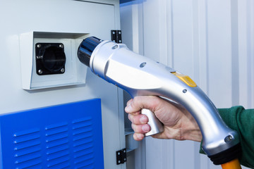 Charging station for electric cars, close-up.