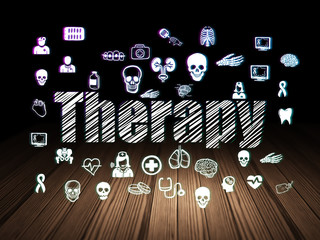 Health concept: Therapy in grunge dark room