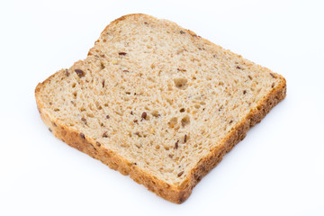 Slices of rye bread isolated on white background.