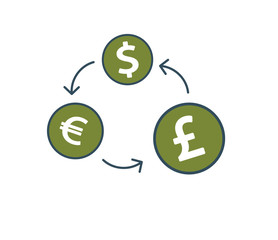 Currency exchange icons – Dollar, Euro, Pound
