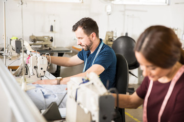 People working in a textile factory