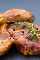 Pork chops, pepper and rosemary marinade.