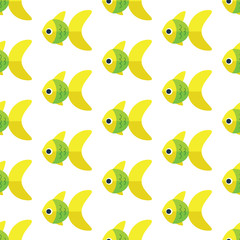 Vector seamless fish pattern. Ocean or aquarium background