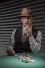 1940s mature male gangster gambling and playing card games 