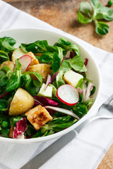 Potato salad with vegetables and tofu