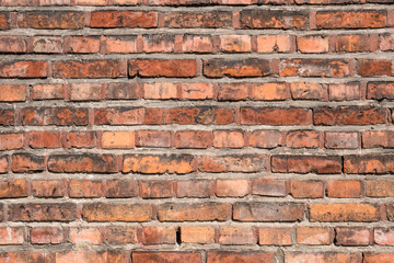 red old brick wall as background or texture