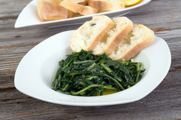 prepared boiled dandelion leaf green