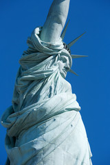Statue of Liberty close up clear blue sky in a sunny day in New York © andersphoto