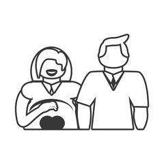 couple pregnant family outline vector illustration eps 10