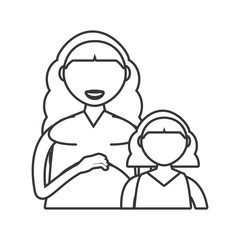 Fototapeta na wymiar mother and daughter loving outline vector illustration eps 10