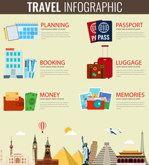 Travel and Tourism. Infographic set with landmarks. Vector