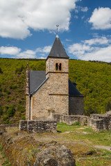 Fototapeta na wymiar Chappel in the ruins of the medieval castle in Esch-sur-Sure village, Luxembourg