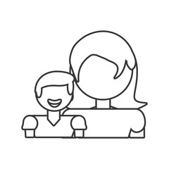 mother with son together outline vector illustration eps 10