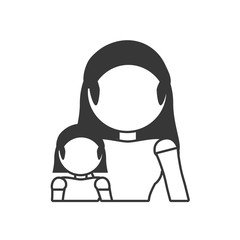 mother and daughter loving outline vector illustration eps 10