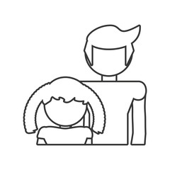 dad and daughter together family outline vector illustration eps 10