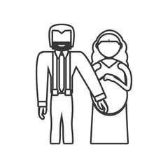 couple pregnant family outline vector illustration eps 10
